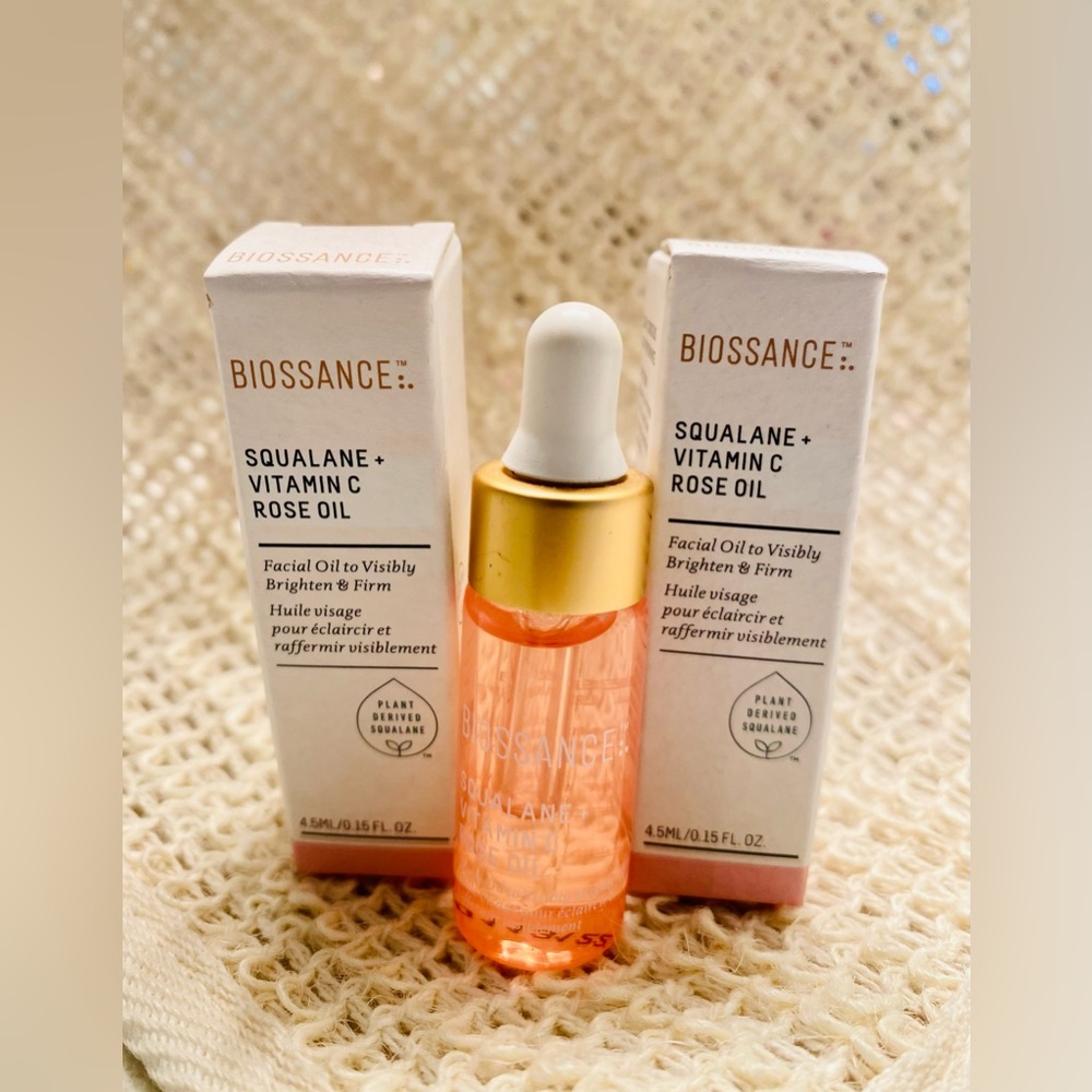 NEW NIB NEVER USED BIOSSANCE SQUALENE & VIT C ROSE FIRMING OIL 3 x 4.5ml bottles